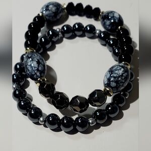 Elegant Black and Silver Beaded Bracelet